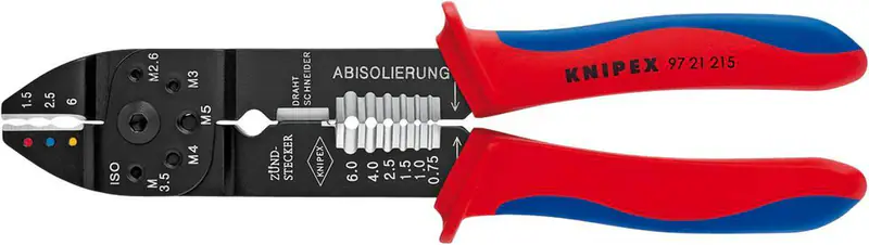Knipex Crimpzange für unisolierte Kabelschuhe & Steckverbinder, Abisolierung