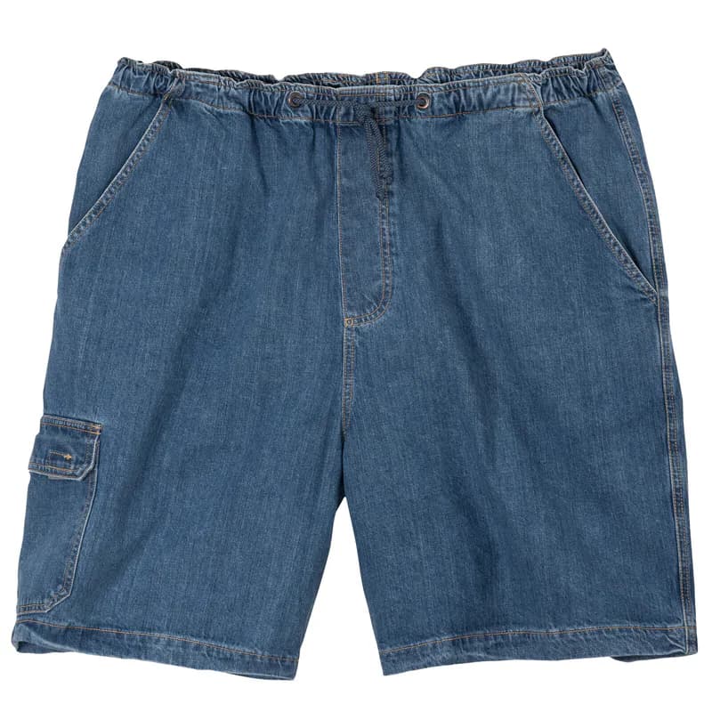 XXL Jeans-Cargo Bermuda Gummibund blau bleached 2XL-12XL bequem mit Cargo-Tasche