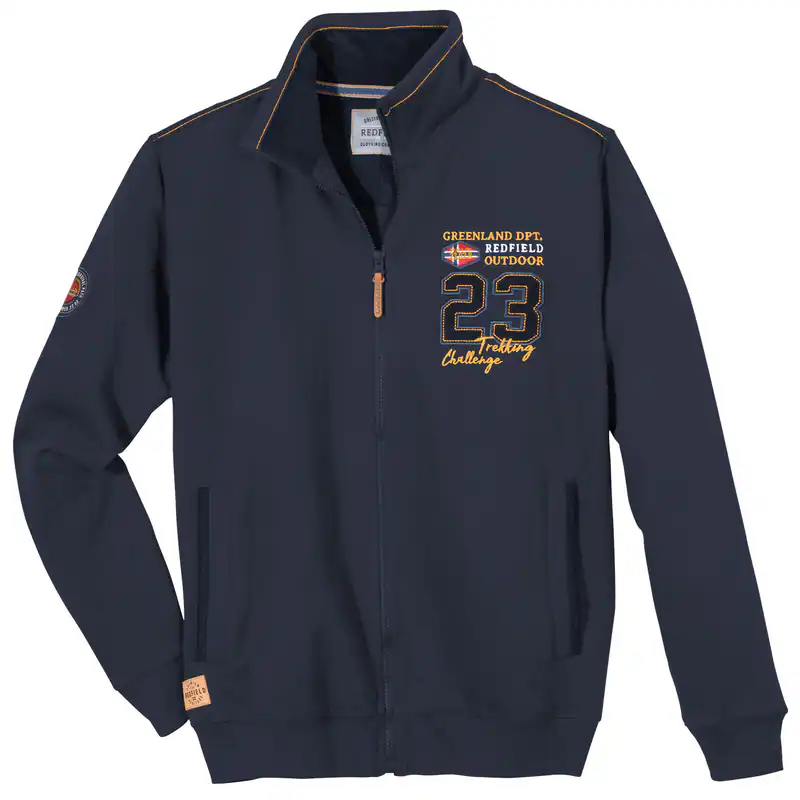 Redfield Sweatjacke Übergröße navy modische Details – neu – Herrenmode – überwiegend weiß