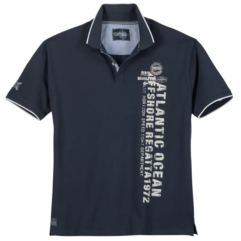Redfield Übergrößen Poloshirt dunkelblau Print