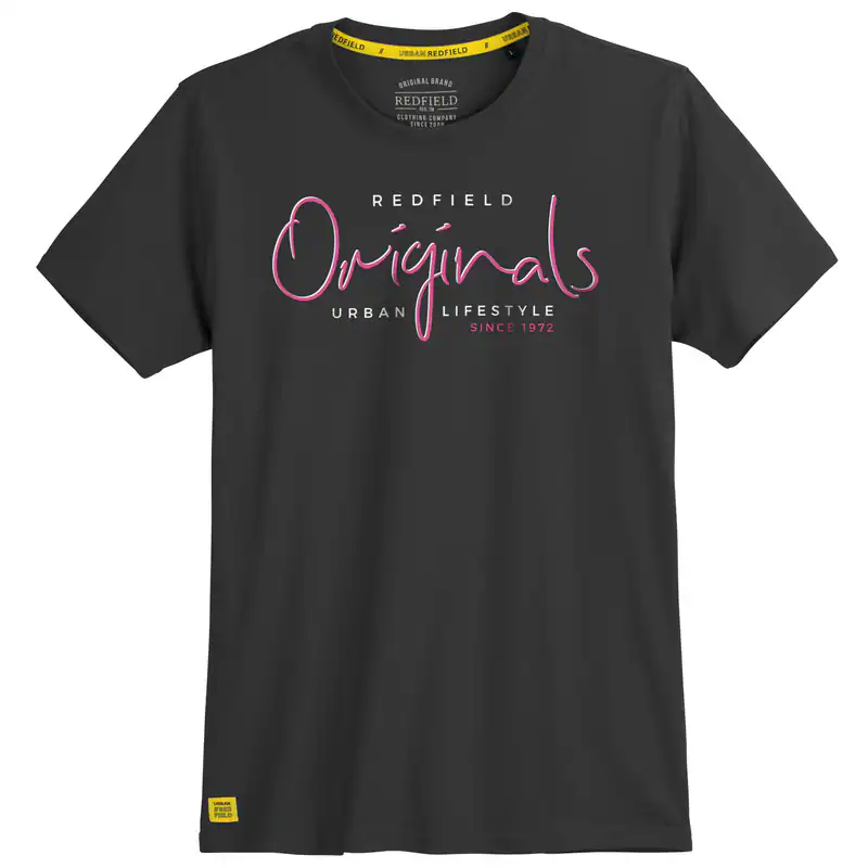 Redfield T-Shirt Übergröße schwarz Schrift-Brustprint