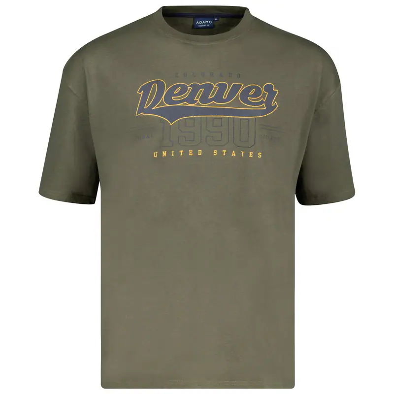 Adamo T-Shirt Übergröße oliv Frontprint Denver