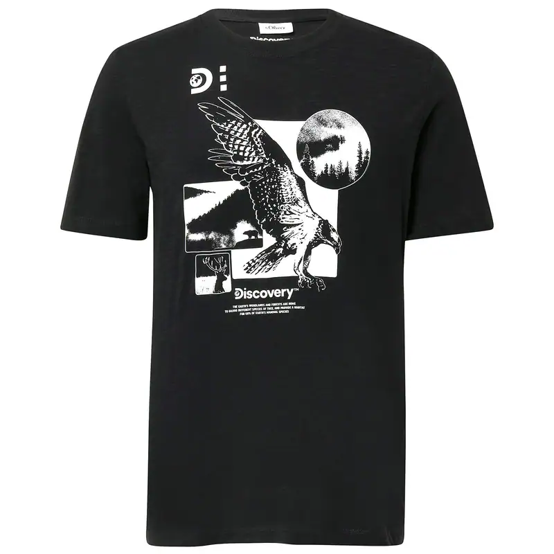 s.Oliver T-Shirt Discovery™ Print schwarz Übergröße
