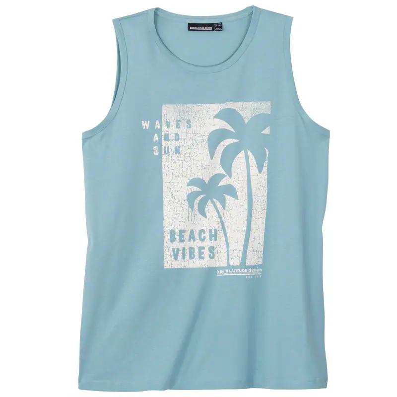 North Latitude Übergrößen Tanktop hellblau Palmen