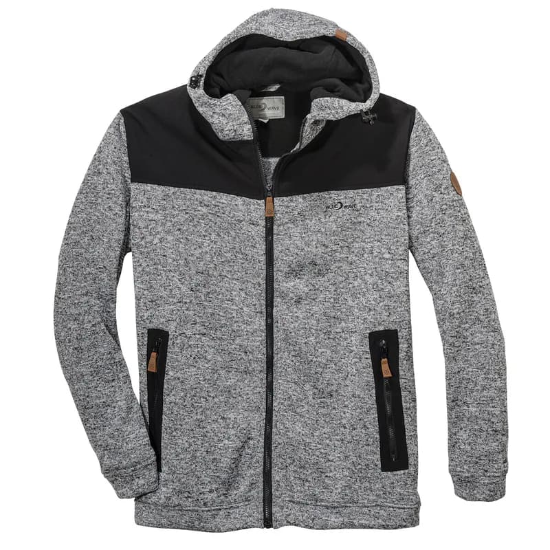 Blue Wave XXL Strickfleecejacke hellgrau melange weich wärmeisolierend 2XL-8XL