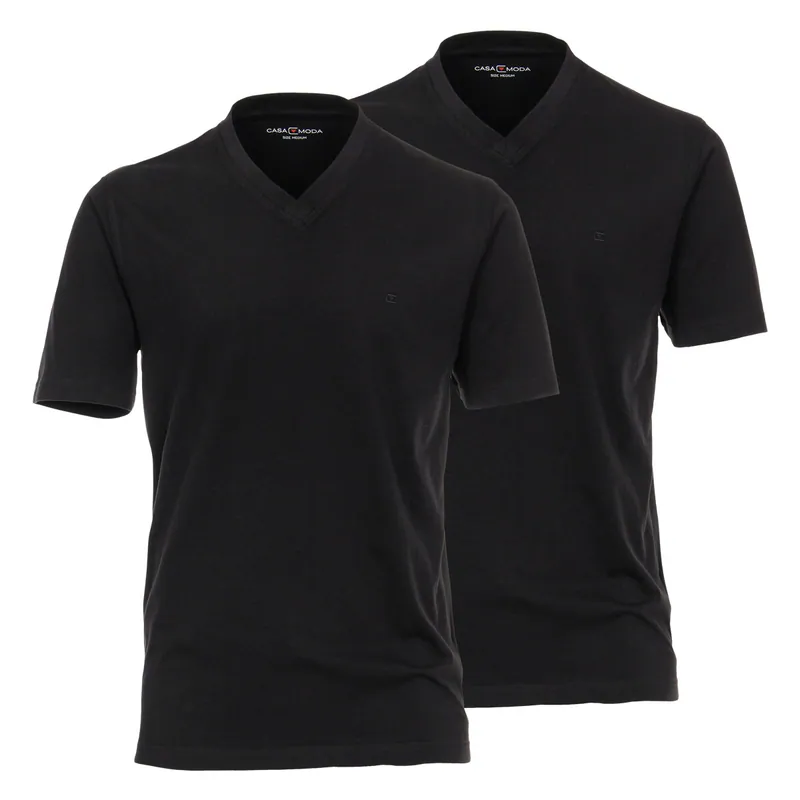 CasaModa Doppelpack V-Neck T-Shirts schwarz Übergröße