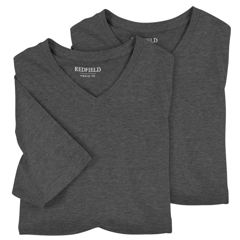XXL Redfield 2-Pack T-Shirts V-Neck anthrazit melange