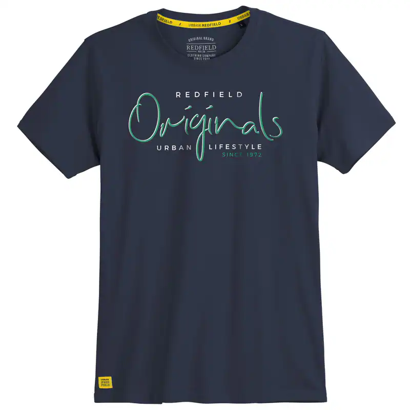 Redfield T-Shirt Übergröße navy Schrift-Brustprint
