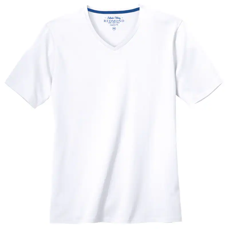 Redmond Basic T-Shirt V-Neck weiß große Größen