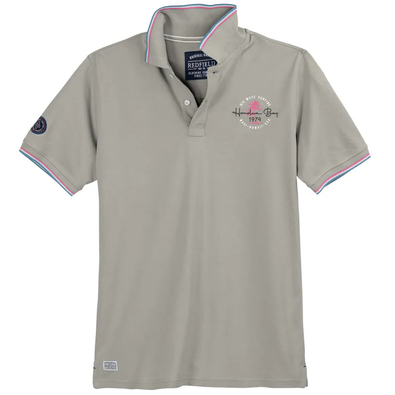 Redfield XXL Poloshirt grau Brustprint sommerlich