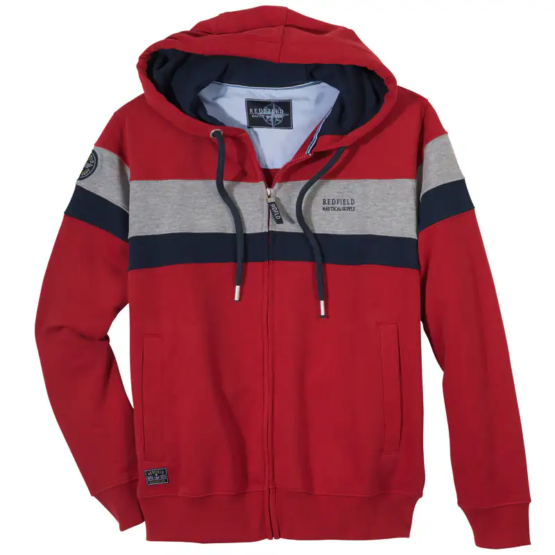 Redfield Übergrößen Sweatjacke Colorblocking rot