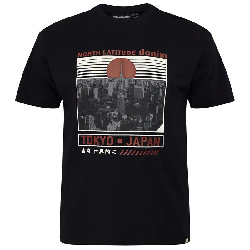 North Latitude XXL T-Shirt schwarz Tokyo-Print