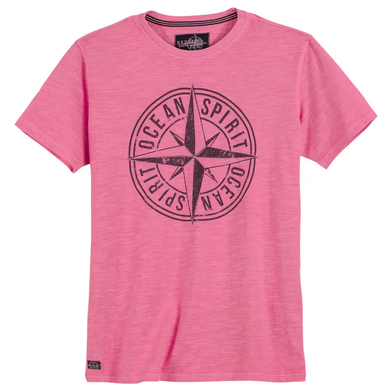 Redfield Übergrößen T-Shirt pink used Kompass-Print