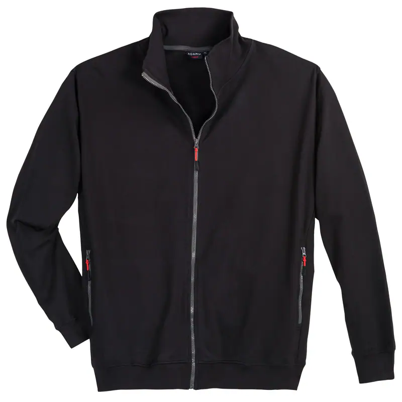 Adamo Basic XXL Sweatjacke Stehkragen schwarz