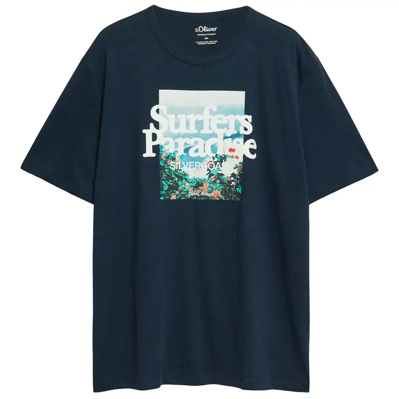 s.Oliver Übergrößen T-Shirt navy Frontprint modisch
