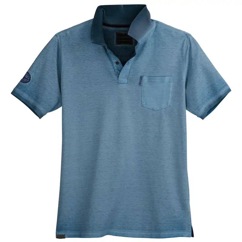 Redfield Used Look Poloshirt Übergröße blau geringelt