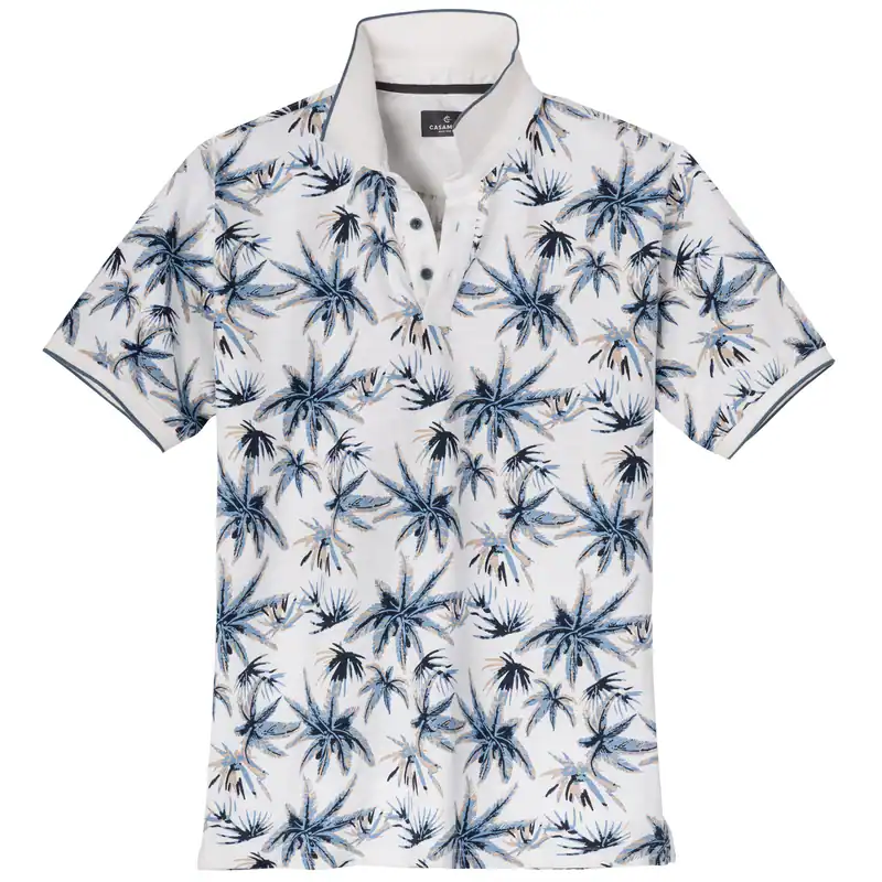 CasaModa Übergröße Poloshirt blau-beige-weiß Muster