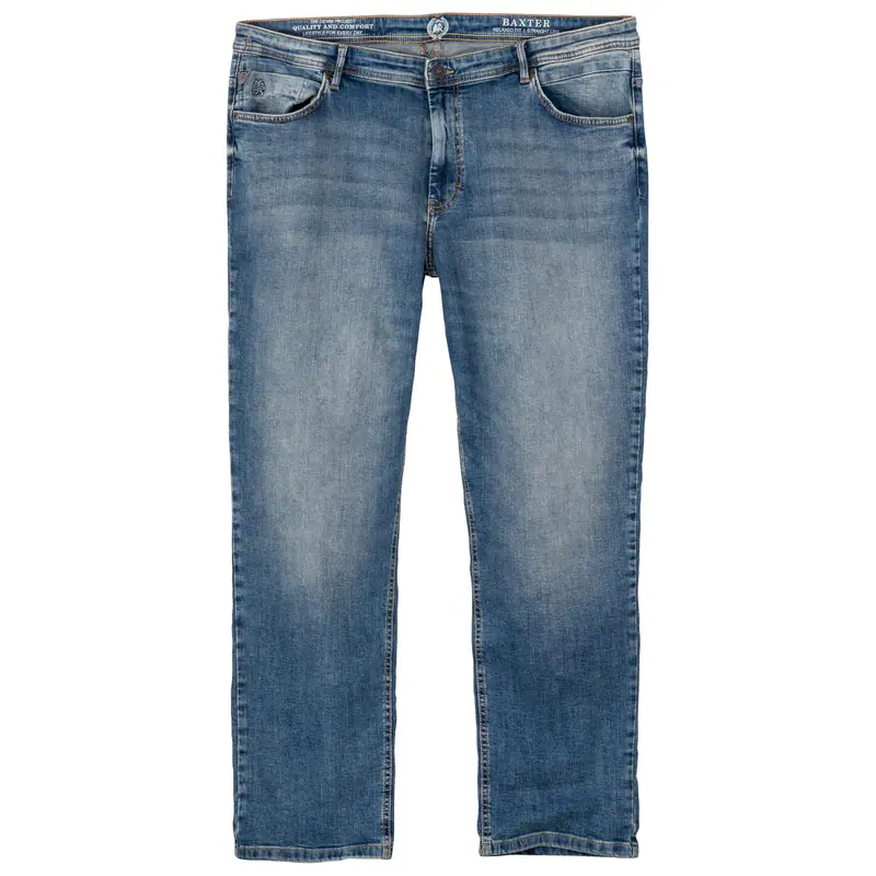 Lerros XXL Stretch-Jeans mid blue used wash Baxter