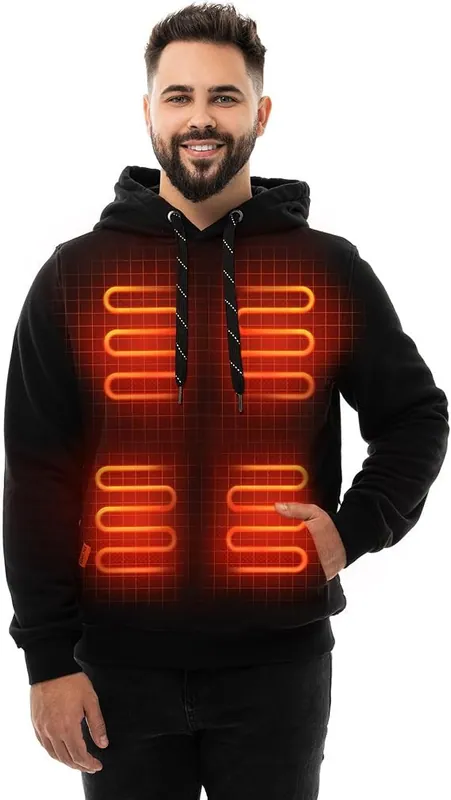 Beheizbare Hoodies für Herren Damen mit 12V 16000mAh Powerbank (Größe: X-Large)