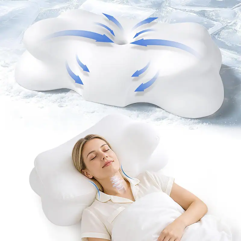 Hals Nackenkissen zum Schlafen, kühlende Memory Foam Kissen für Rücken