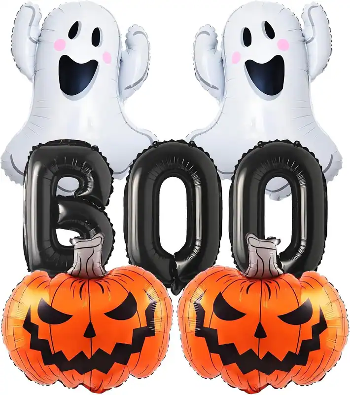 BOO Folienballons 2er Set Kürbis 2 Geist Halloween Party Foto Hintergrund Deko