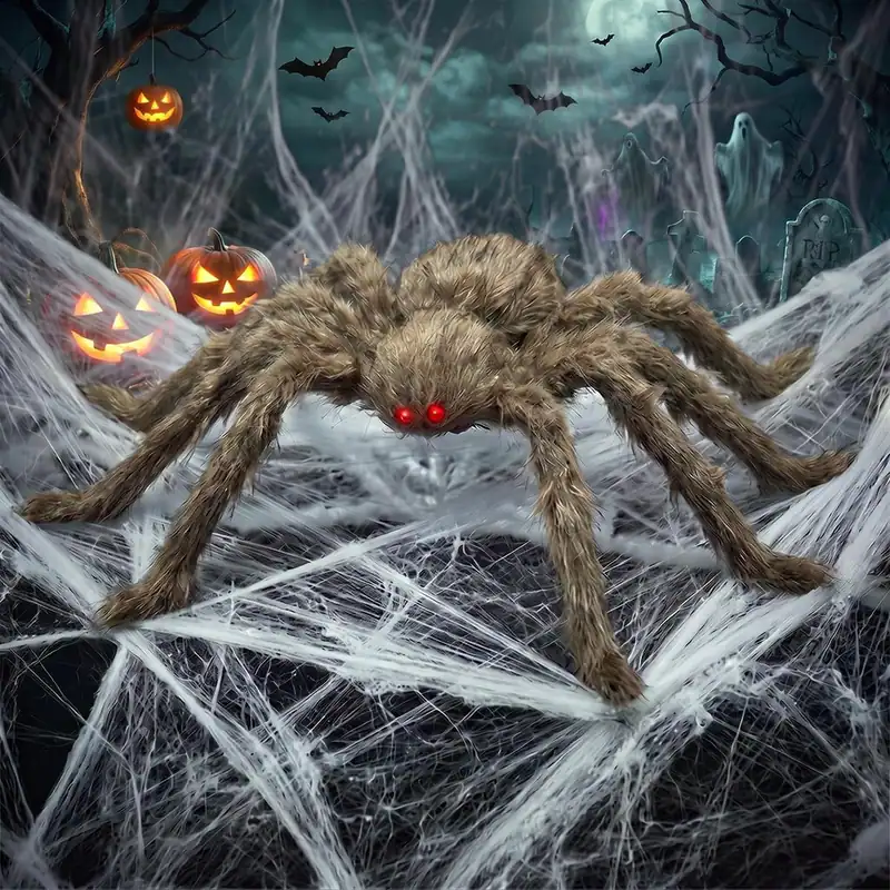 30 Zoll riesiges Halloween pelziges Spinnennetz Set 20 gefälschte Spinnen