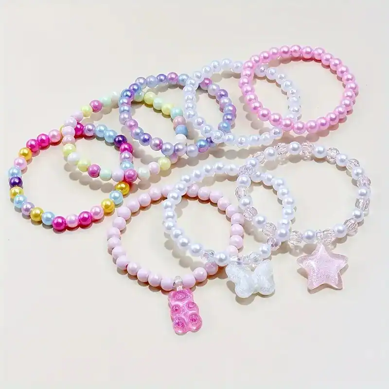 8 Stck. Mädchen niedlicher Schmetterling Bär Anhänger Charm Pentagramm Perlen