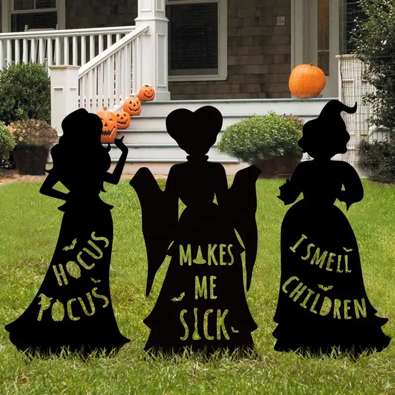 3 Stück große Halloween Hexen Silhouette Hof Schilder Outdoor Garten Deko