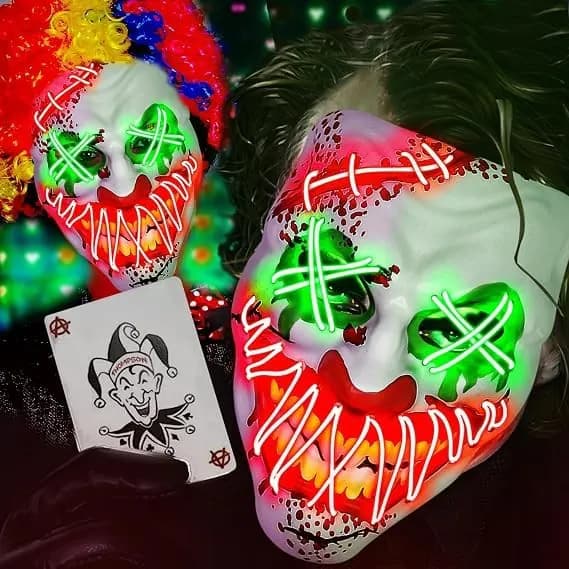 Mascara Halloween Payaso LED Con Luz Purga Disfraz Cosplay Adorno Fiesta