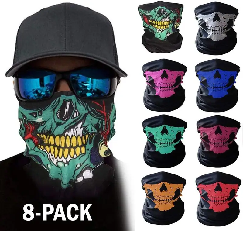 8 Stück Alligator Gesichtsmaske-Unisex Wiederverwendbar Stoff Hals Gamasche
