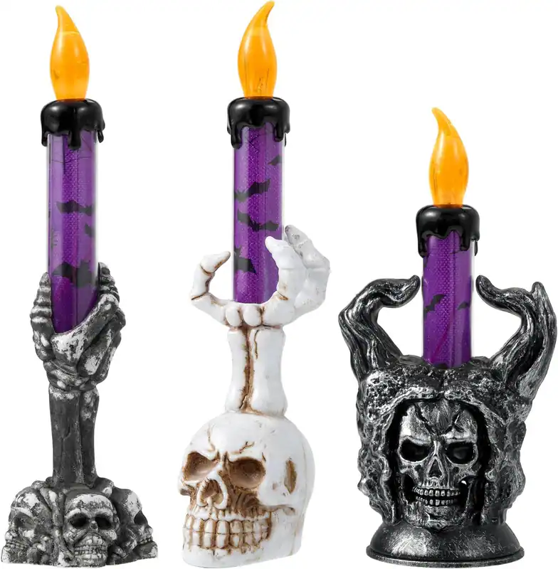 3er Pack Halloween Kerzen flammenlos LED Licht Tisch Mittelstücke Deko