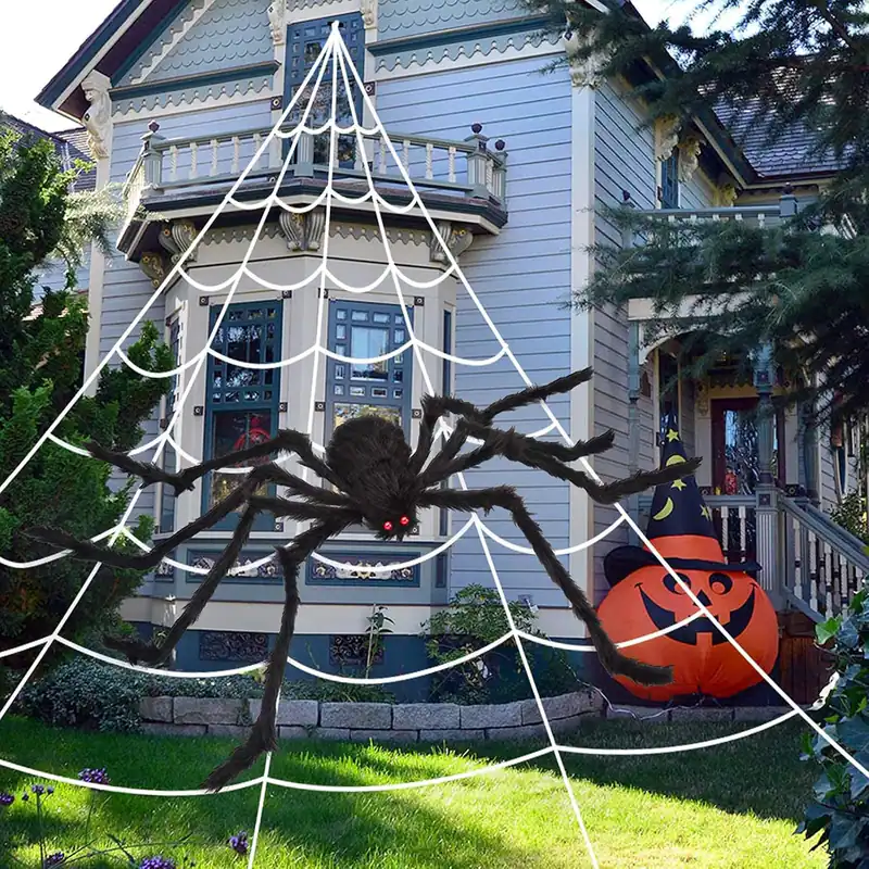 Telaraña Gigante 200" Riesiges Spinnennetz Outdoor Halloween Hof Dekor Set
