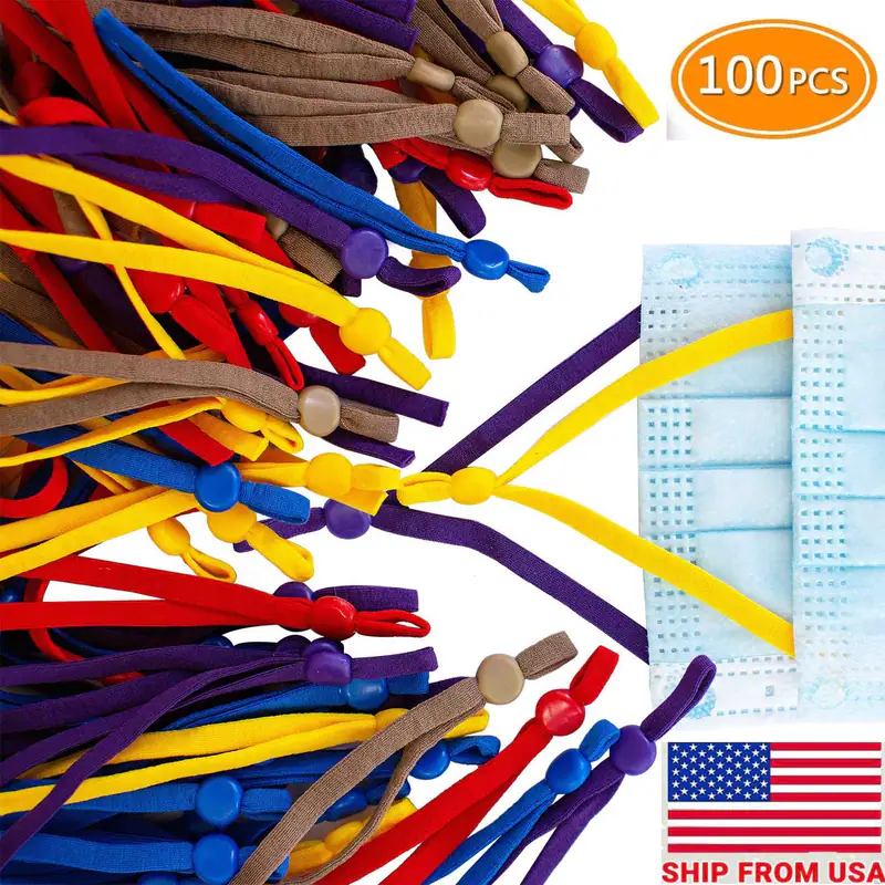 100 Stück Gummiband Kordel Riemen mit verstellbarem Schnallenverschluss für DIY