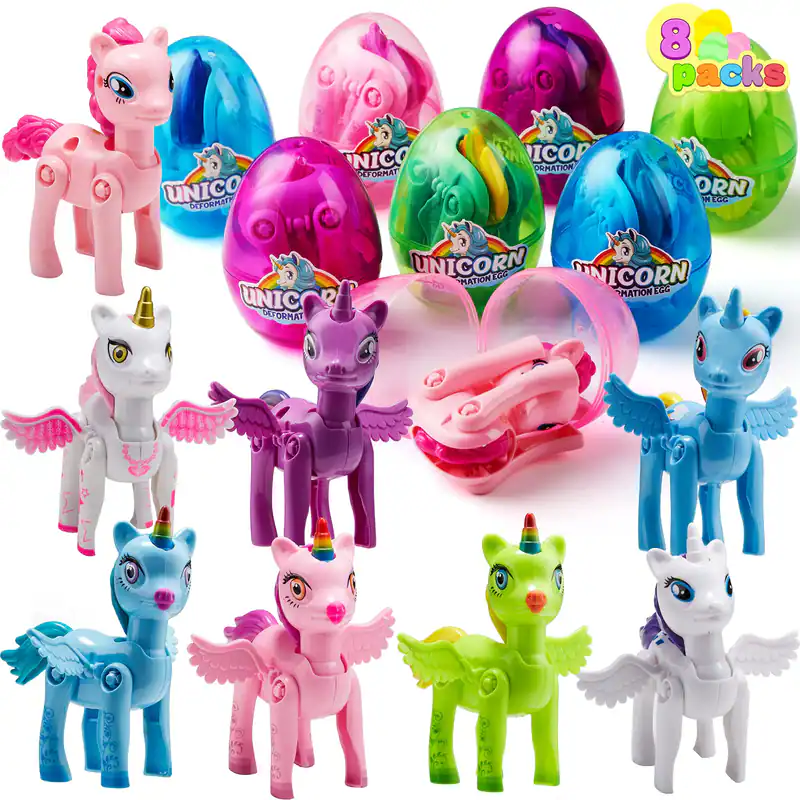 4/8er Pack vorgefüllte Kunststoff Ostereier mit niedlichem Einhorn Spielzeug