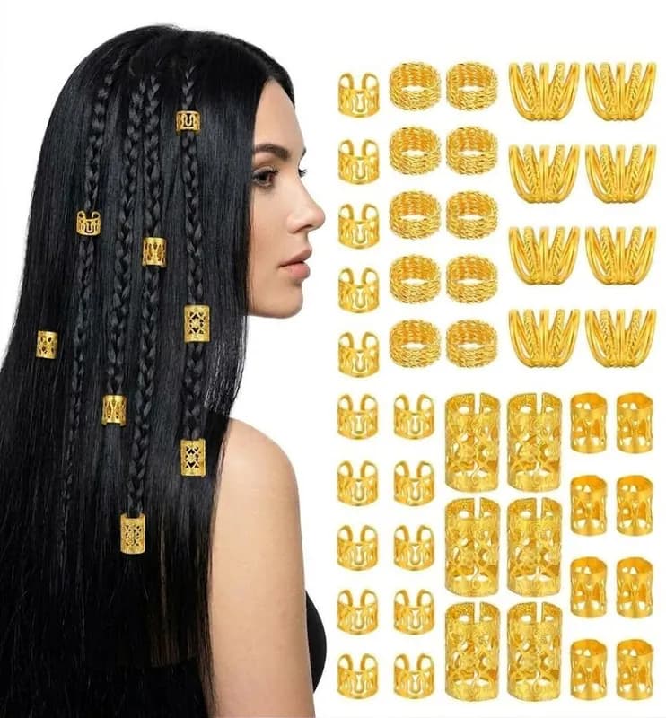110 Teile Gold Haarschmuck für Zöpfe Accessoires Haarstulpen ⭐️⭐️⭐️⭐️⭐️