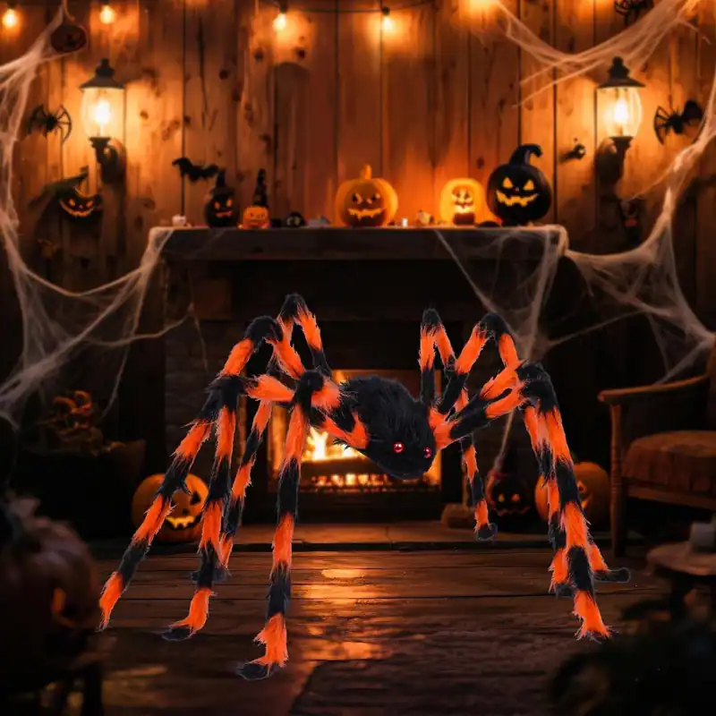 Araña Gigante Halloween 150 cm Ojos Rojos Deko Außen Jardin Terrasse