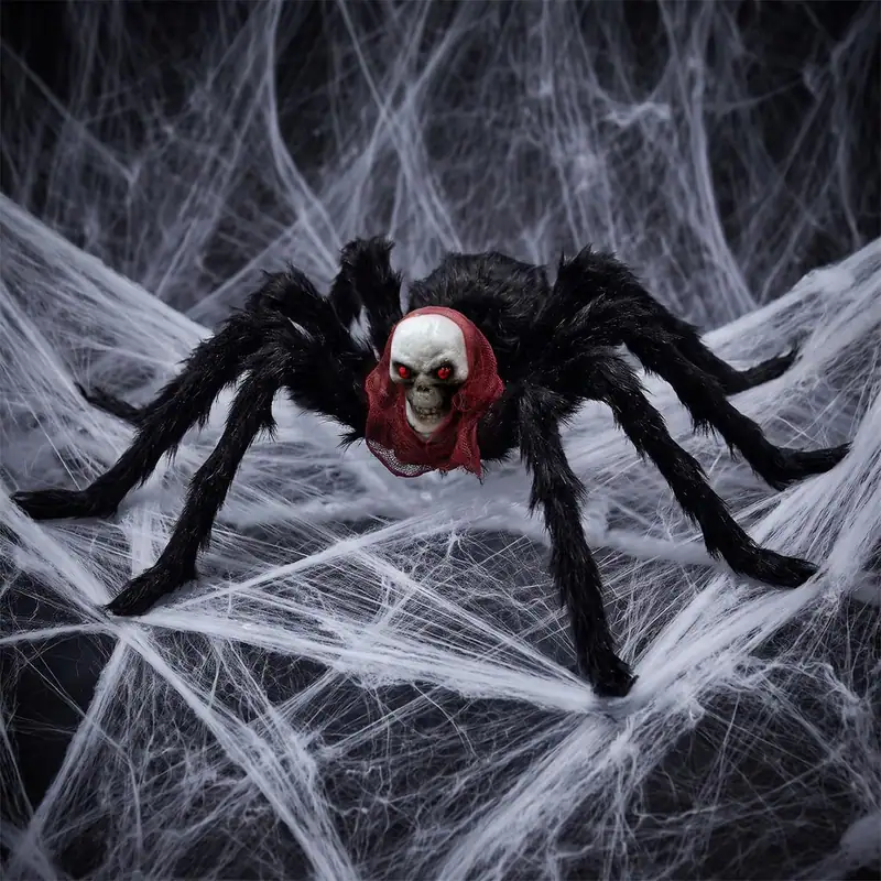 Telaraña Gigante Halloween Spinnennetz 30 Zoll riesige pelzige Spinne Garten