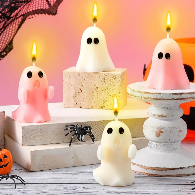 4 Stück Geist Kerzen Halloween Boo Korb Stuffers Spooky Herbst Deko Geschenke