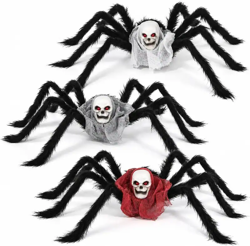 3 Arañas Halloween Con Calavera 30 Zoll Totenkopf Spinne Outdoor Hof Requisiten