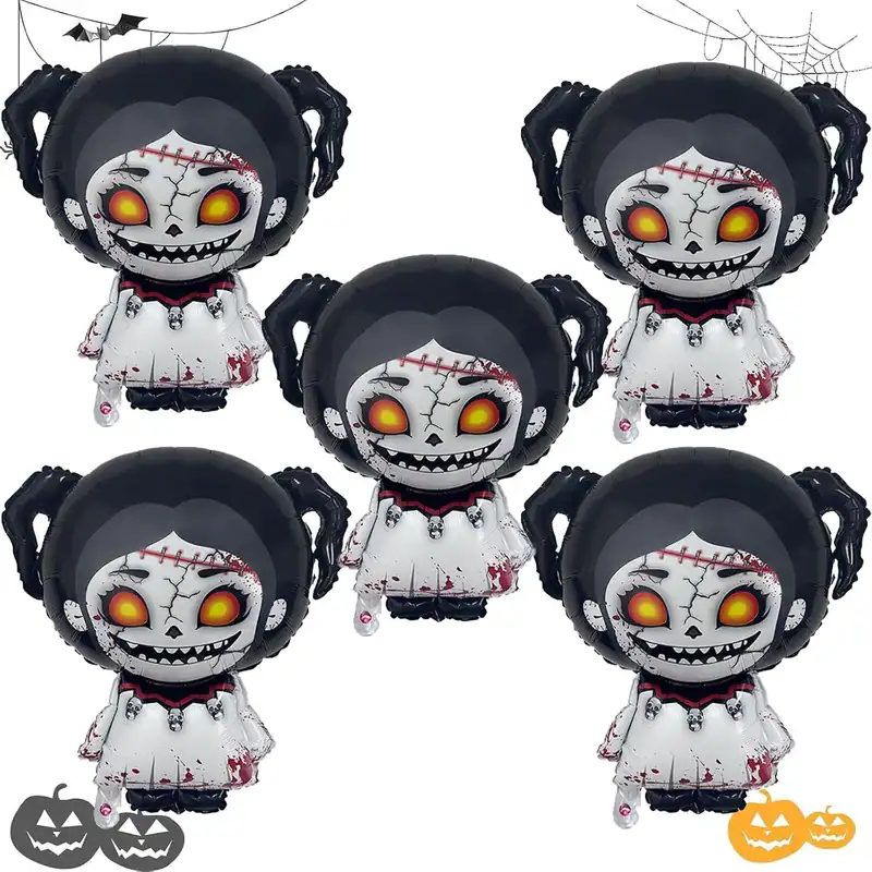 5 Globos Halloween Horror Puppe Mylar Luftballons Set groß Party Deko