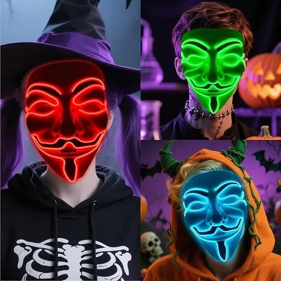 3 Mascaras Halloween LED Leuchtmaske 3 Lichtmodi leuchtend Cosplay Requisite