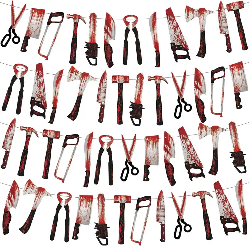 48 Stck. Halloween Blutiges Banner Horror Girlande Stamm oder Leckerli Outdoor