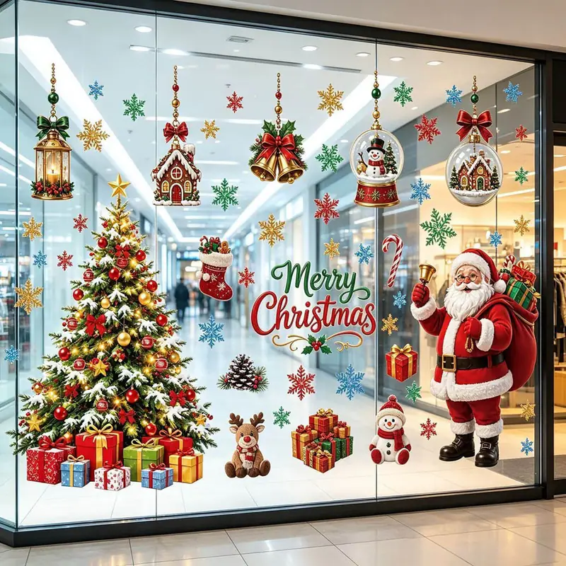 Extra große Weihnachten Fenster Aufkleber klammern Santa Aufkleber Wand Home