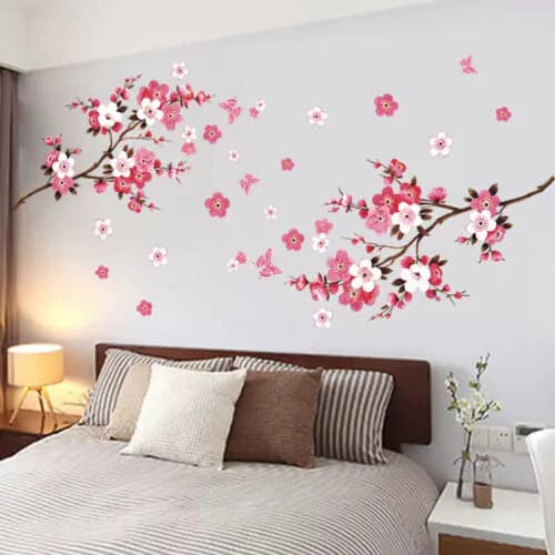 Rosa Blüte Baum Blume Wandaufkleber Vinyl Kunst Abziehbilder Wohnzimmer
