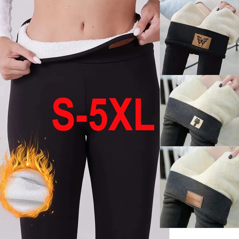 Damen Winter warme dicke Fleece gefütterte Thermohose dehnbare Leggings Damen
