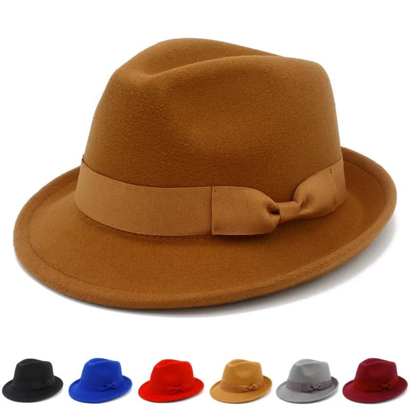 Eleganter Herren Damen Fedora Hut Jazz Filz Fedora Schleife Band Trilby Unisex