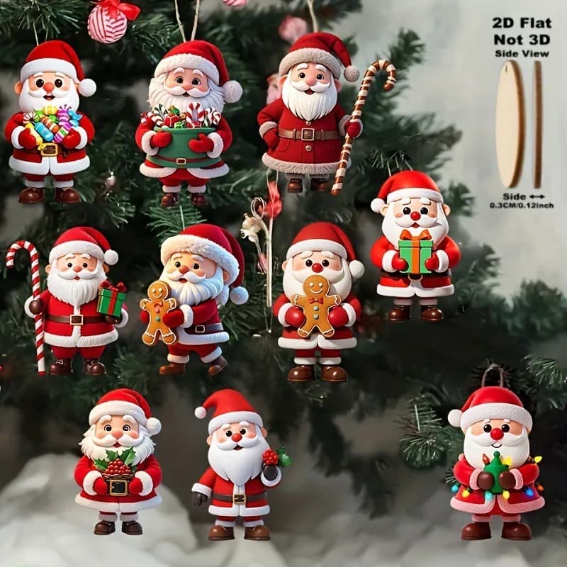 10/20/30 Stück Weihnachten Hängeschmuck Holz Santa Weihnachtsbaum Hängedeko