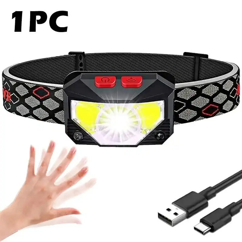 Stirnlampe Taschenlampe 1200 Lumen LED Wiederaufladbar Headlight Weiß Rotlicht