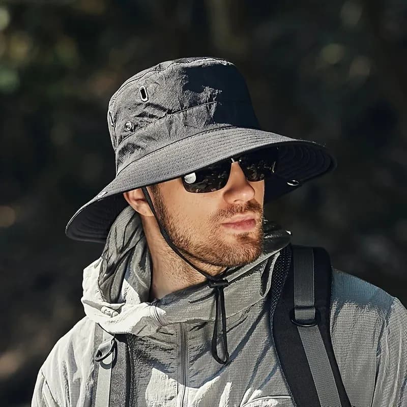 Sonnenhut mit breiter Krempe UV-Schutz Bucket Cap für Wandern Camping Angeln