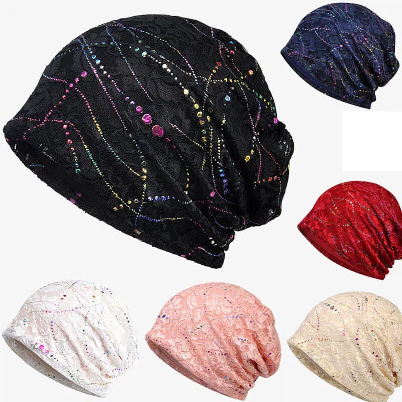 Frauen Spitze Muslim Krebs Chemo Kappe Baggy Mütze Beanie Schal Turban Headwrap